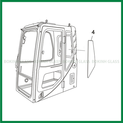 SUMITOMO CATERPILLAR-van de de Deur Achterpositie NO.4 van Graafwerktuigcab glass left het Windschermvervanging