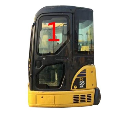 Zij het Standpunt van KOMATSU PC55MR Cab Glass Left Groot dik Aangemaakt Glas NO.1 5mm