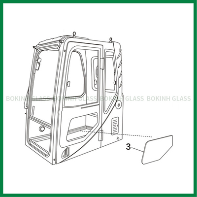 HITACHI van het de Douanewindscherm van KOMATSU van de het Glas Linkerdeur de Lagere Positie NO.3